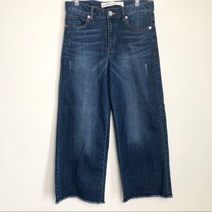 Kulte France High Rise Raw Hem Crop Wide Leg Jeans